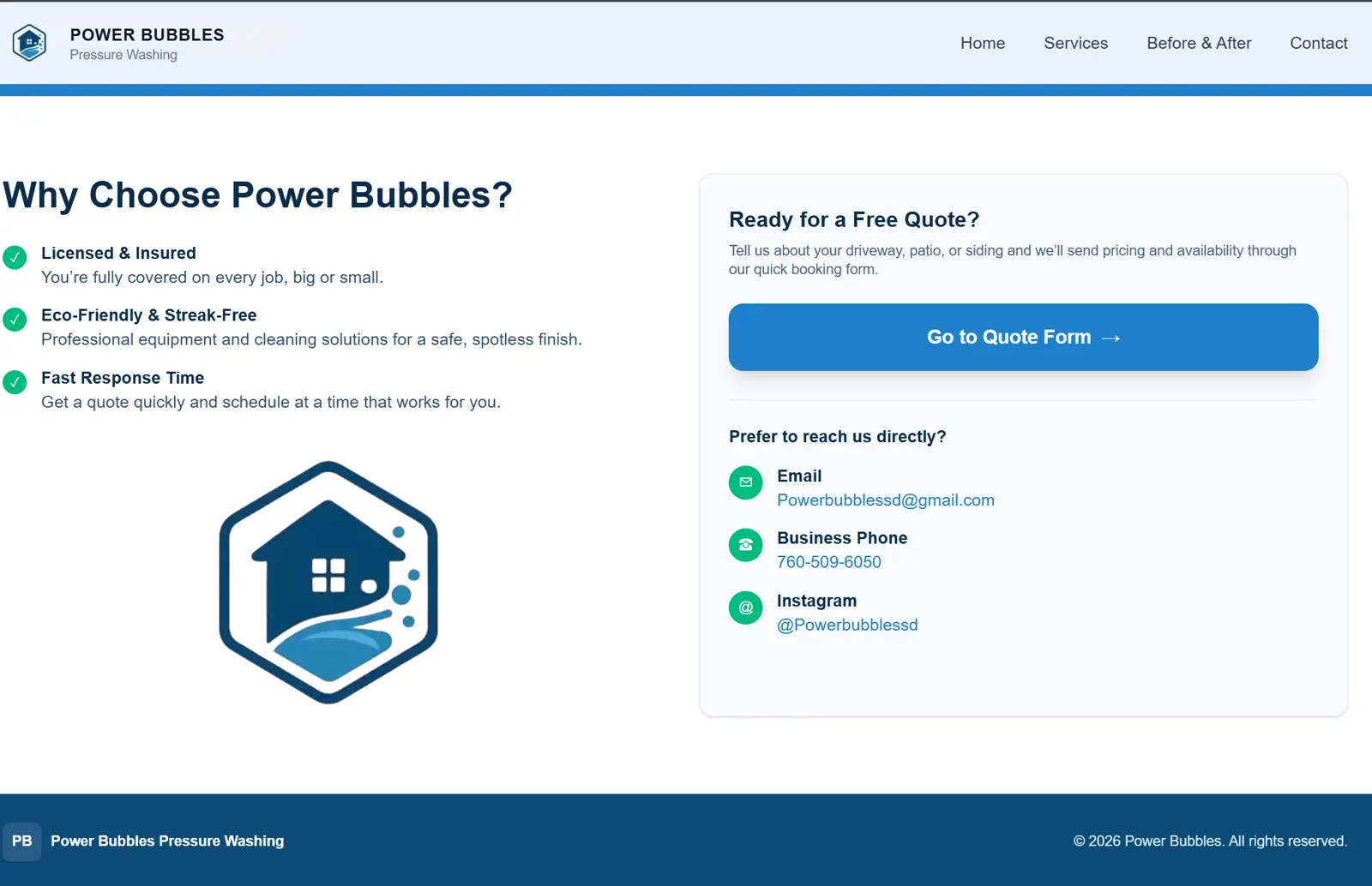 Power Bubbles Cleaning Website — screen 4