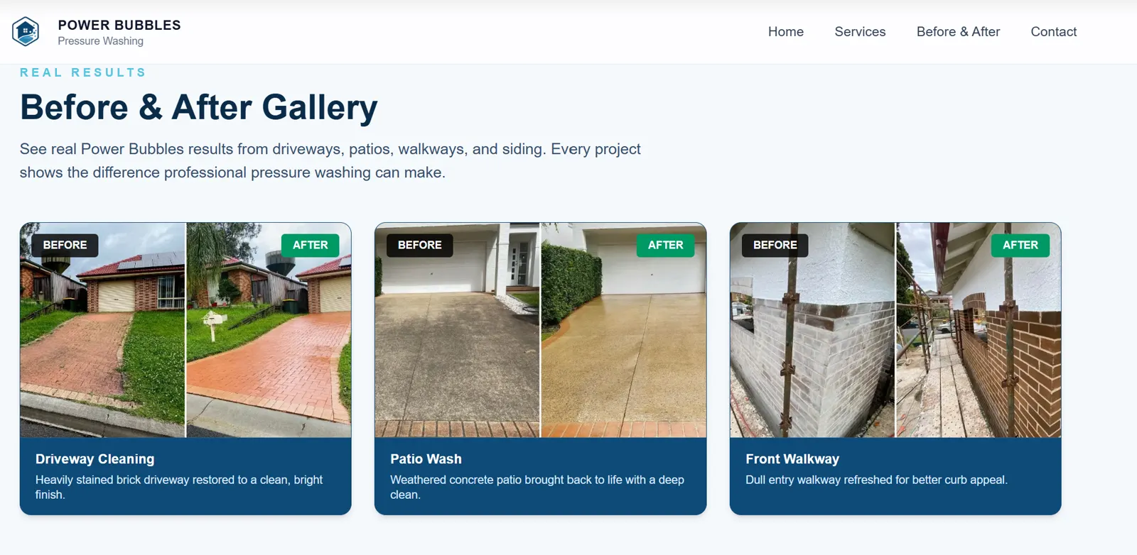 Power Bubbles Cleaning Website — screen 6