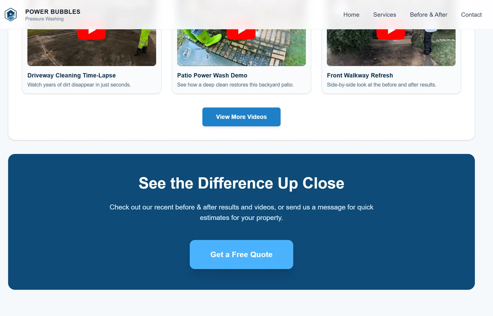 Power Bubbles Cleaning Website — screen 8