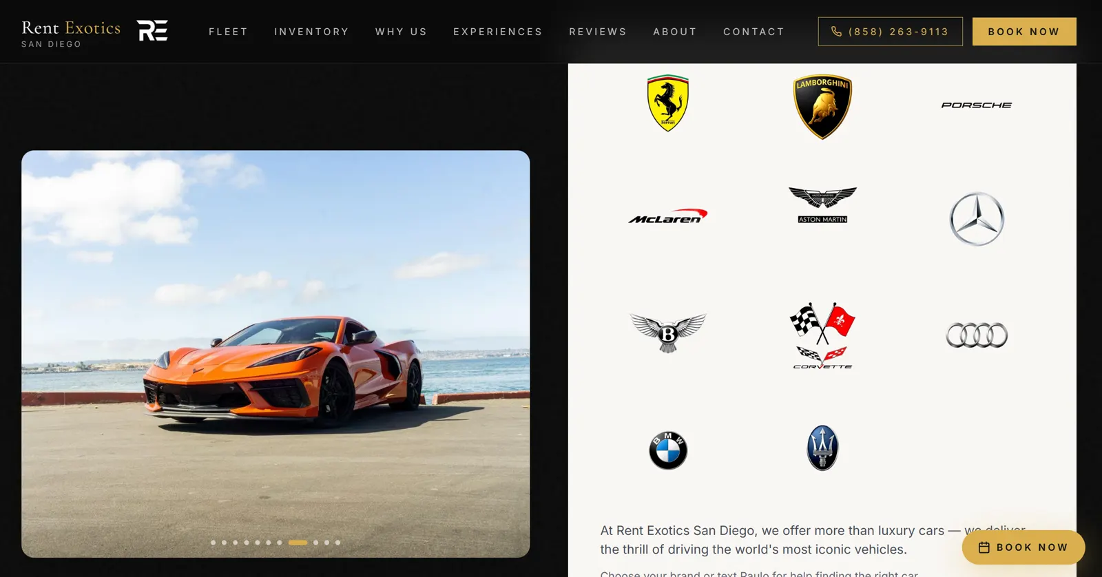 Exotic Car Rental Website — screen 2